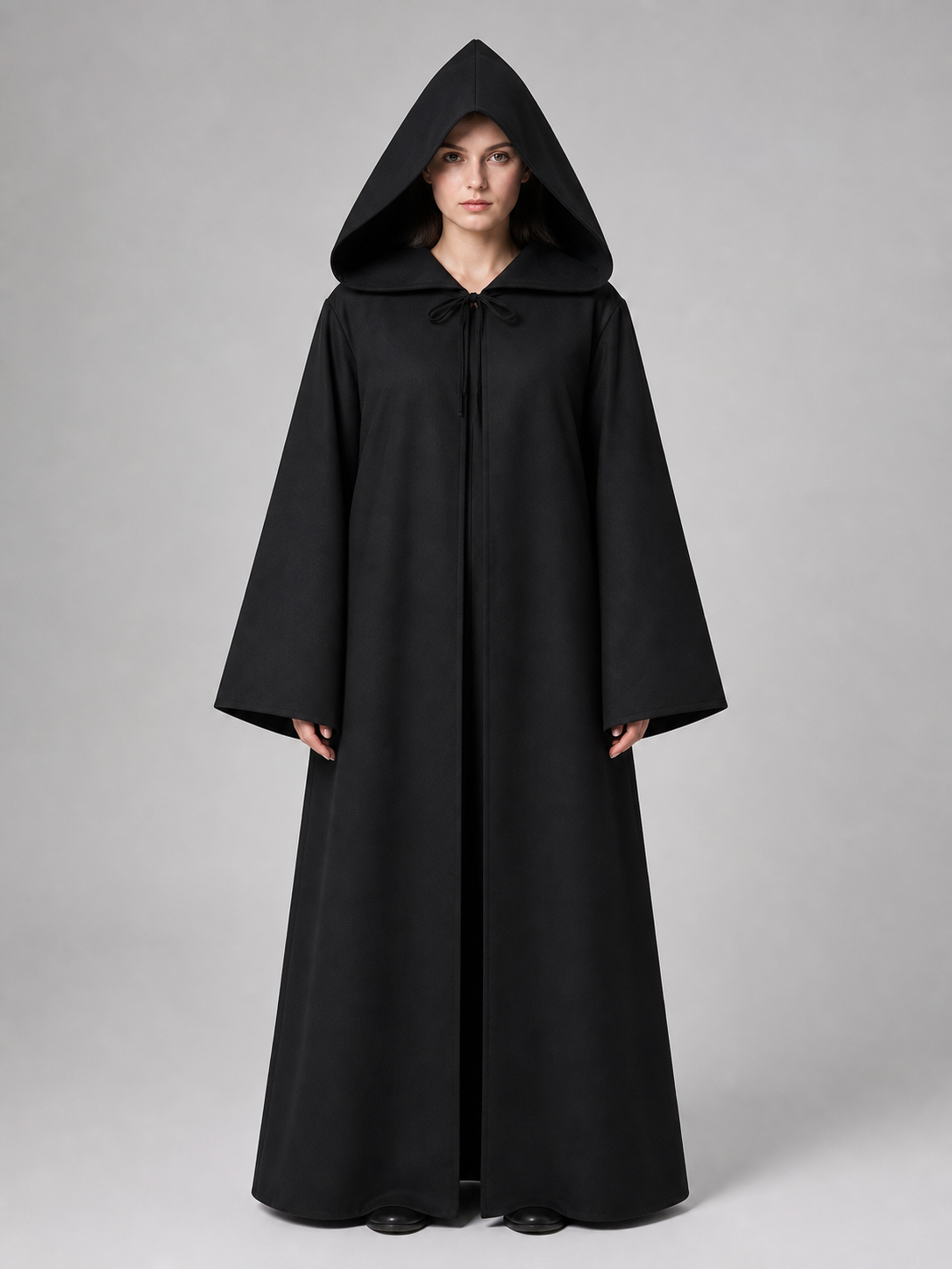 Long Black Hooded Carnival Cloak