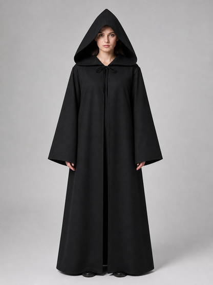 Long Black Hooded Carnival Cloak