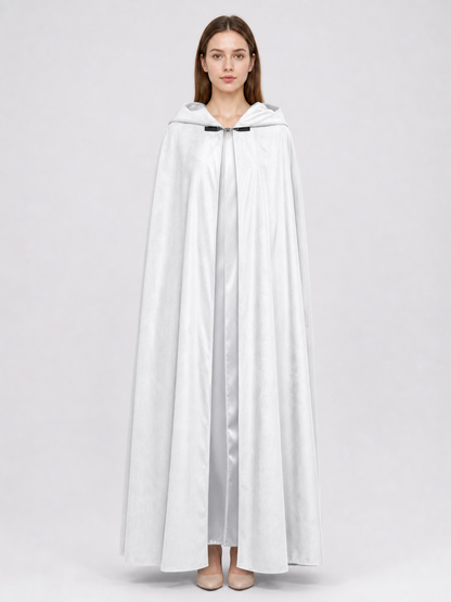 Long White Hooded Carnival Cloak