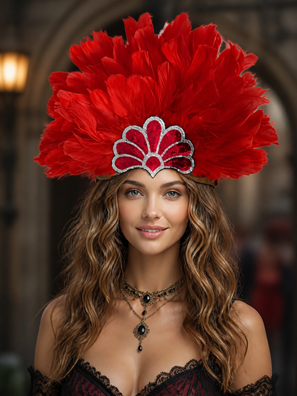 Red Feather Carnival Headpiece product view 25