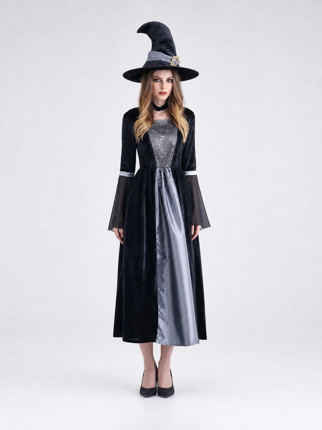 Witch Costume with Dress and Pointed Hat