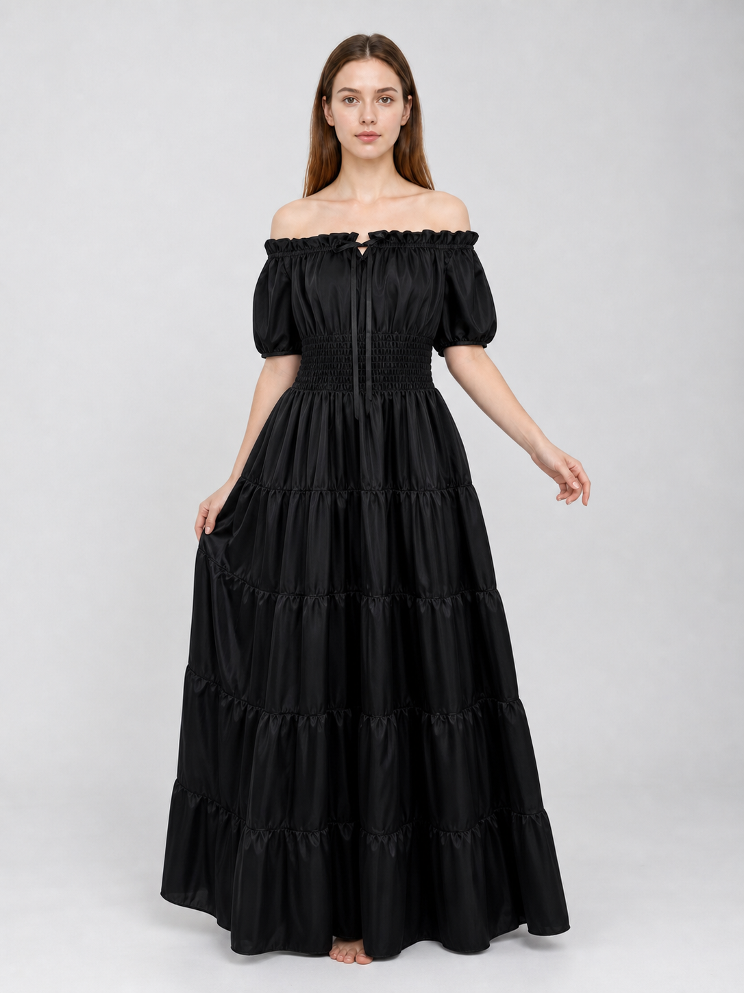 Black Tiered Medieval-Style Dress