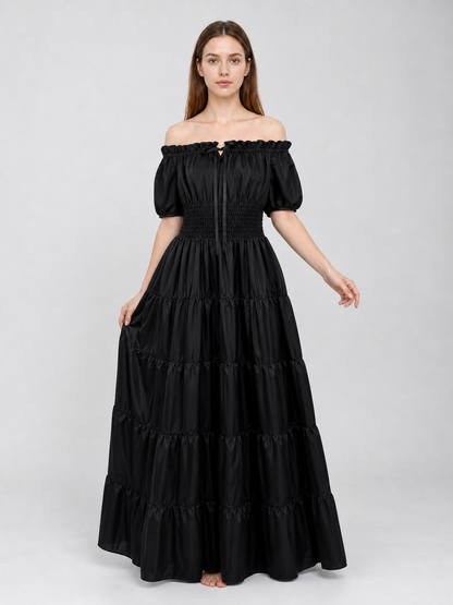 Black Tiered Medieval-Style Dress