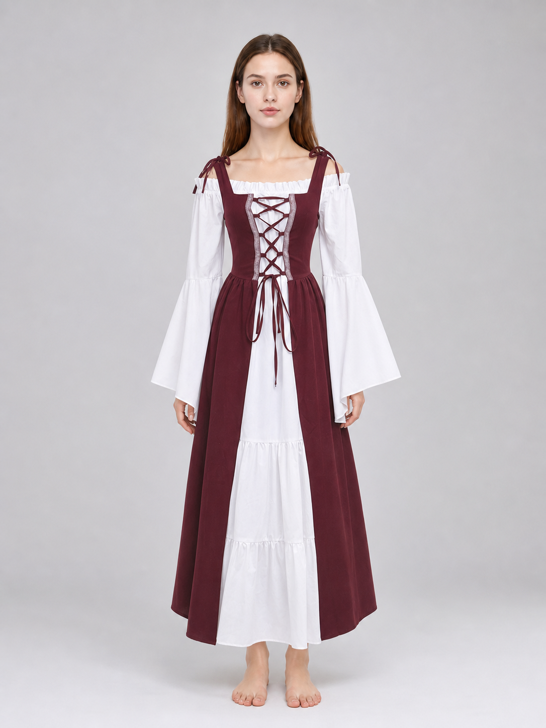 Renaissance-Style Medieval Dress with Lacing