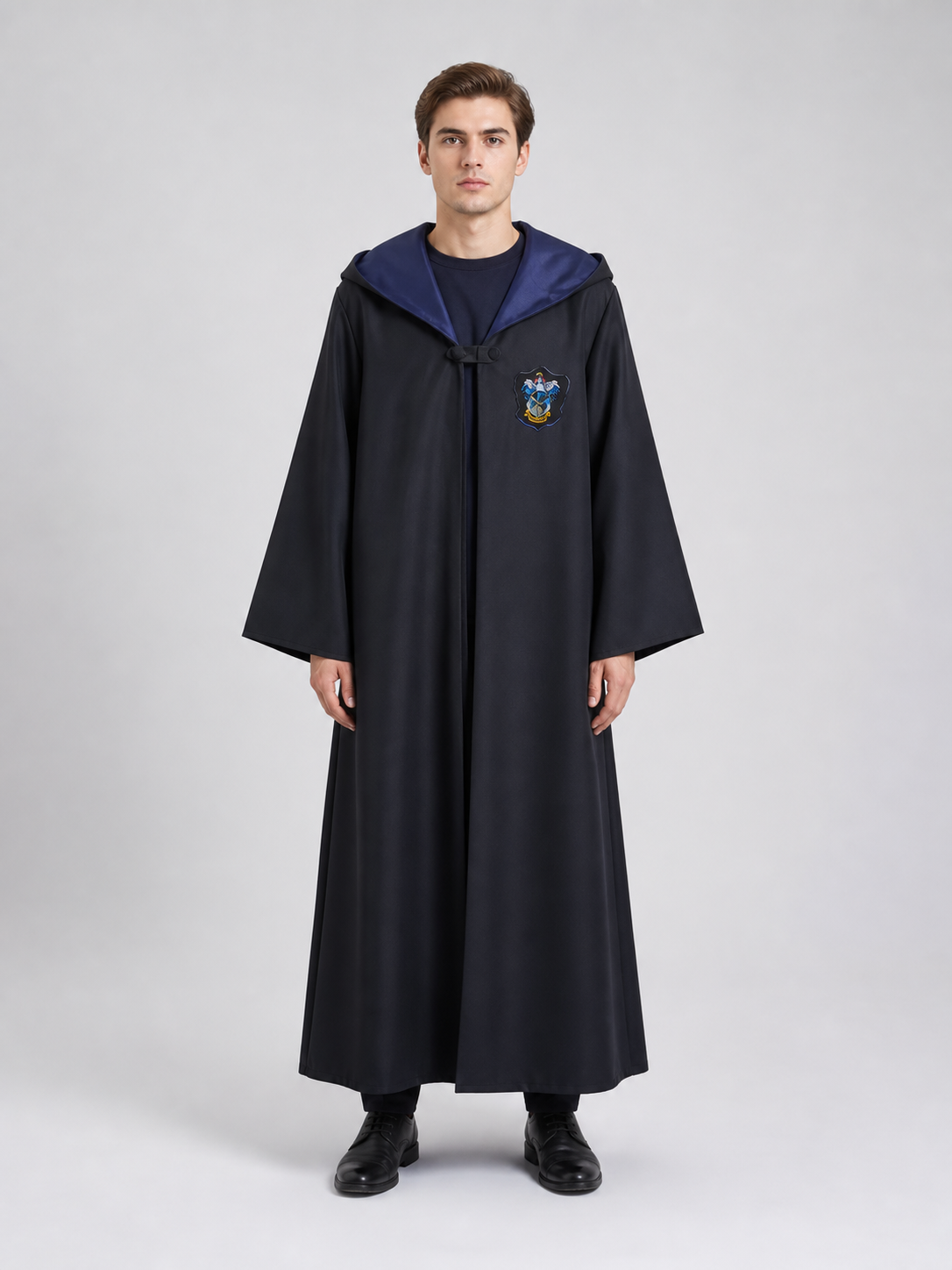 Long Hooded Wizard Robe with Emblem Patch