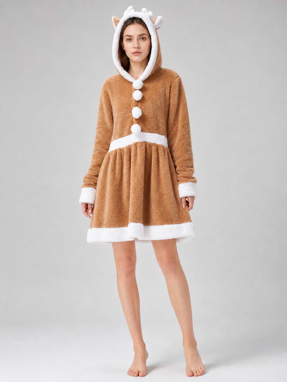 Deer Costume Dress with Hood, Khaki