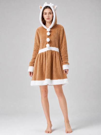Deer Costume Dress with Hood, Khaki
