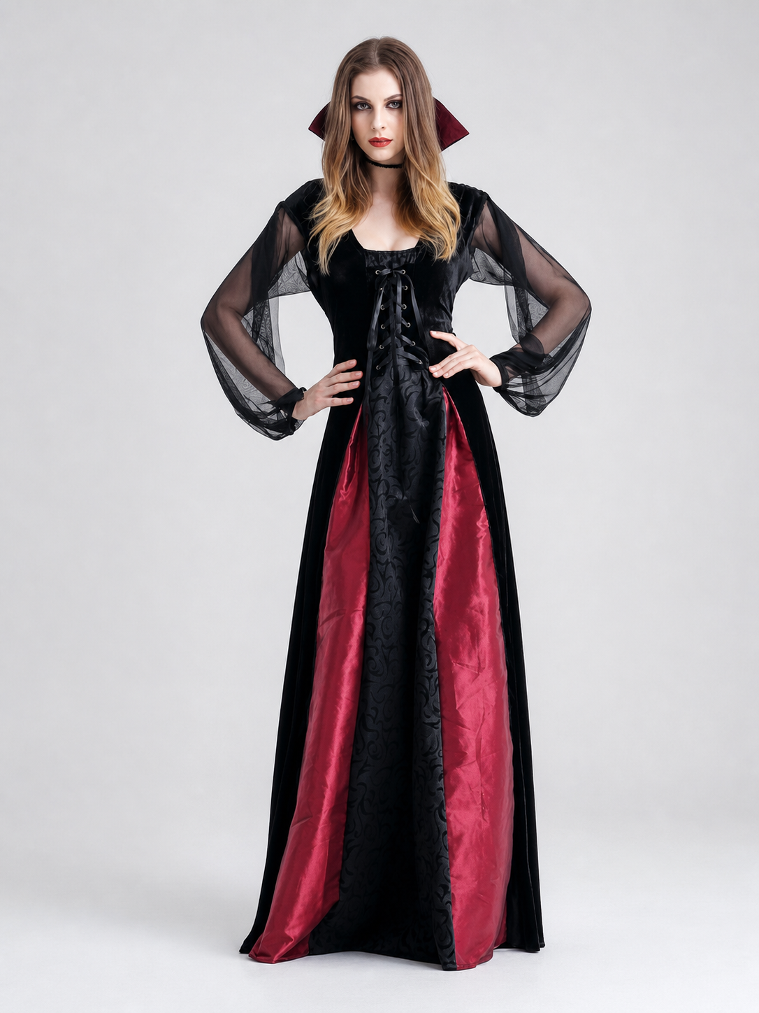 Gothic long dress for cosplay and masquerade