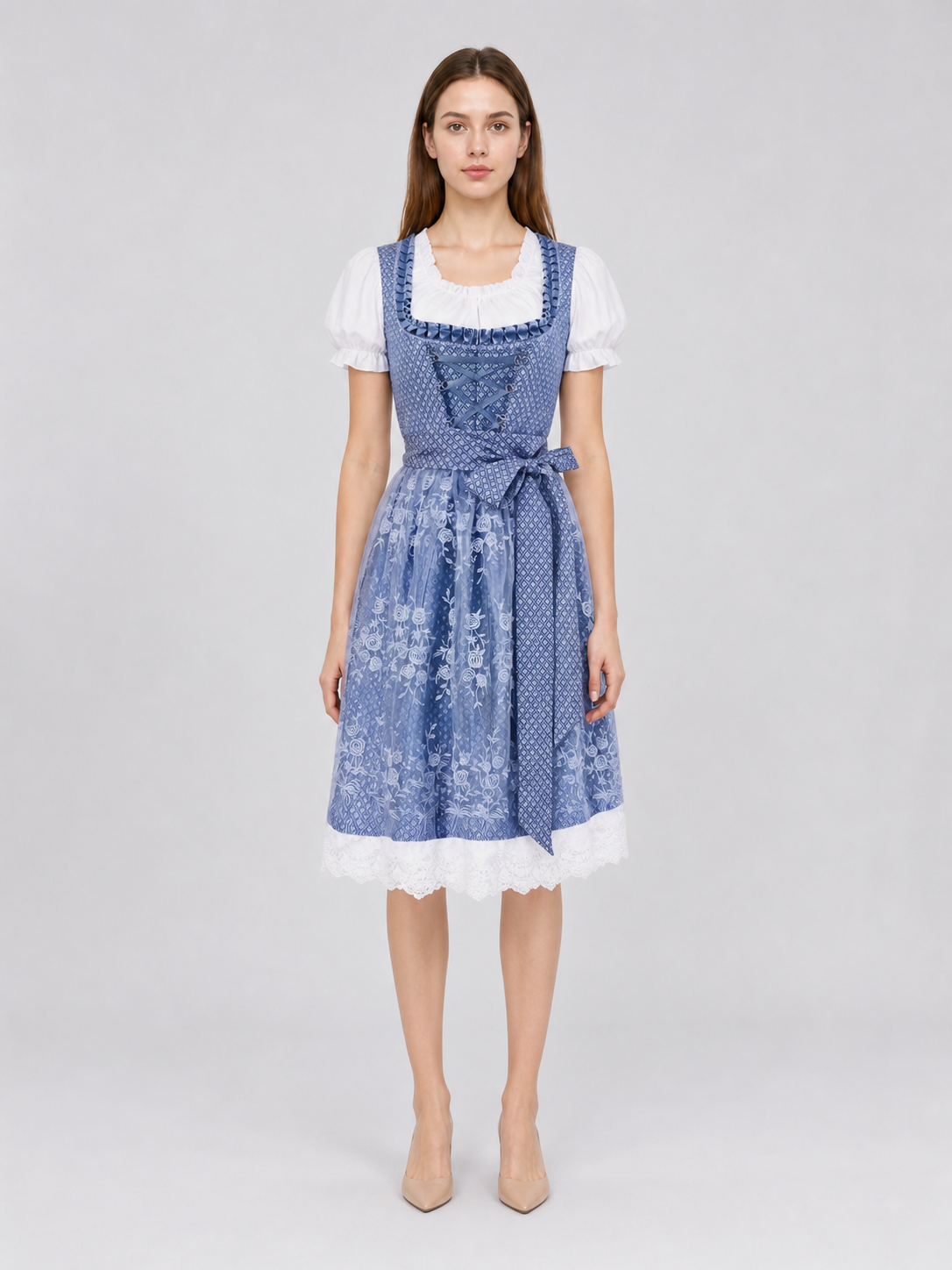 Alpine-Style Dirndl Dress with Lacing
