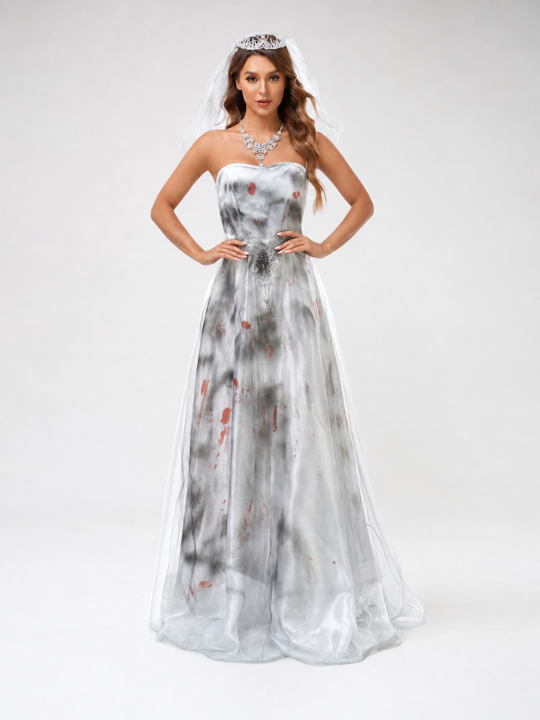 Gothic vampire Halloween costume with veil