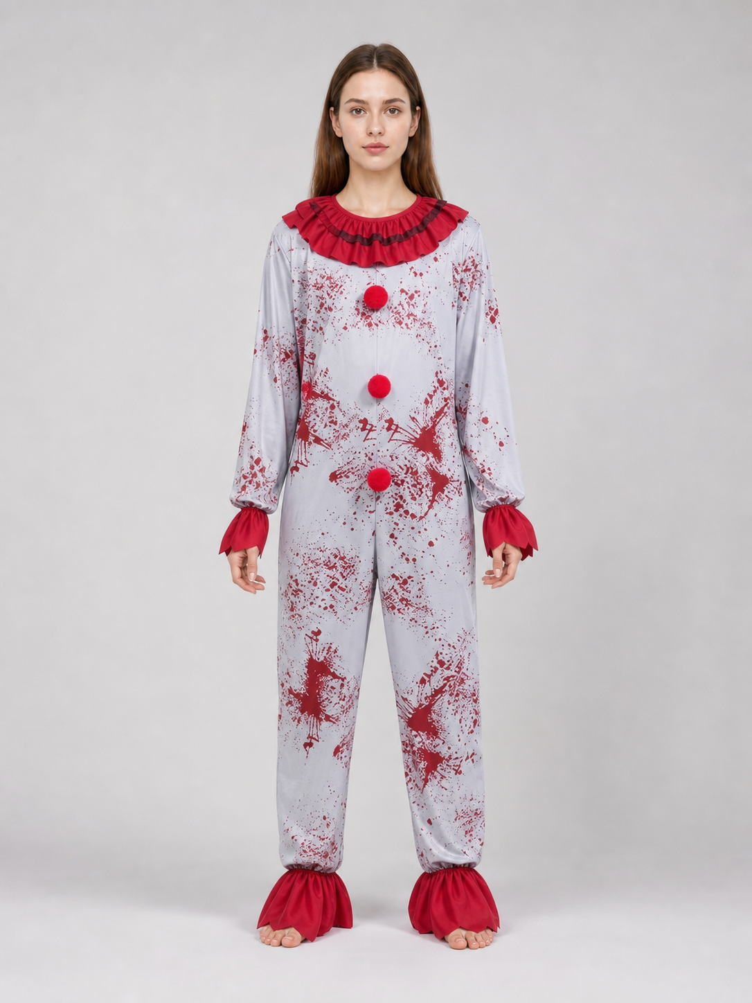 Halloween Creepy Clown Costume with Wig