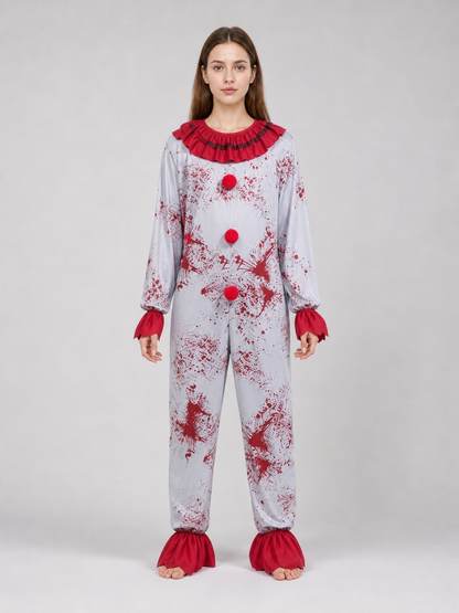 Halloween Creepy Clown Costume with Wig
