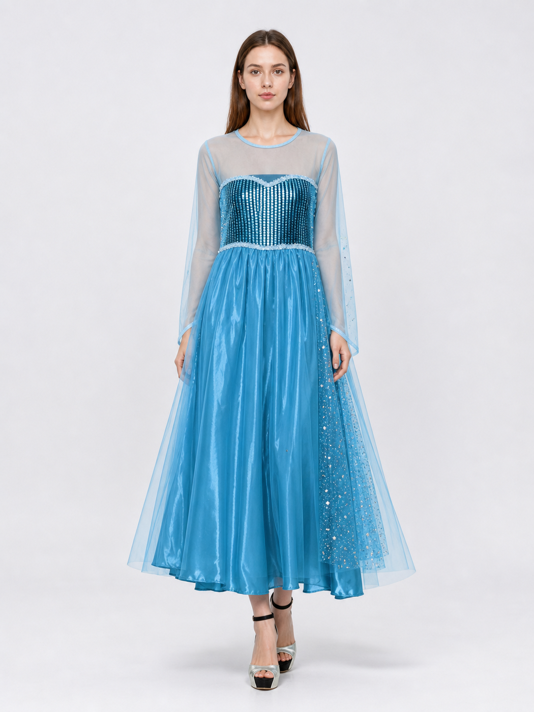 Long Carnival Dress with Shimmering Accents