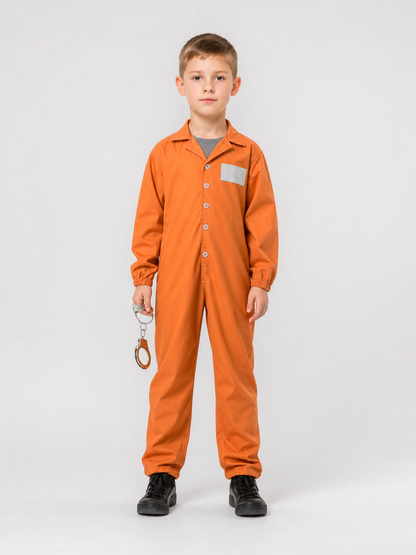 Children’s Prisoner Costume with Orange Jumpsuit