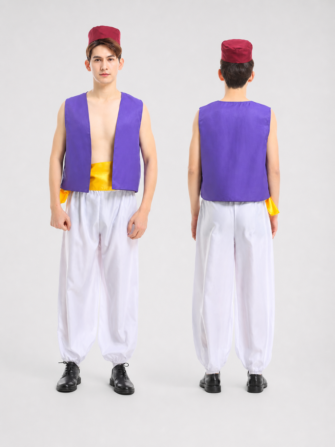 Aladdin Costume with Vest, Harem Pants, and Sash