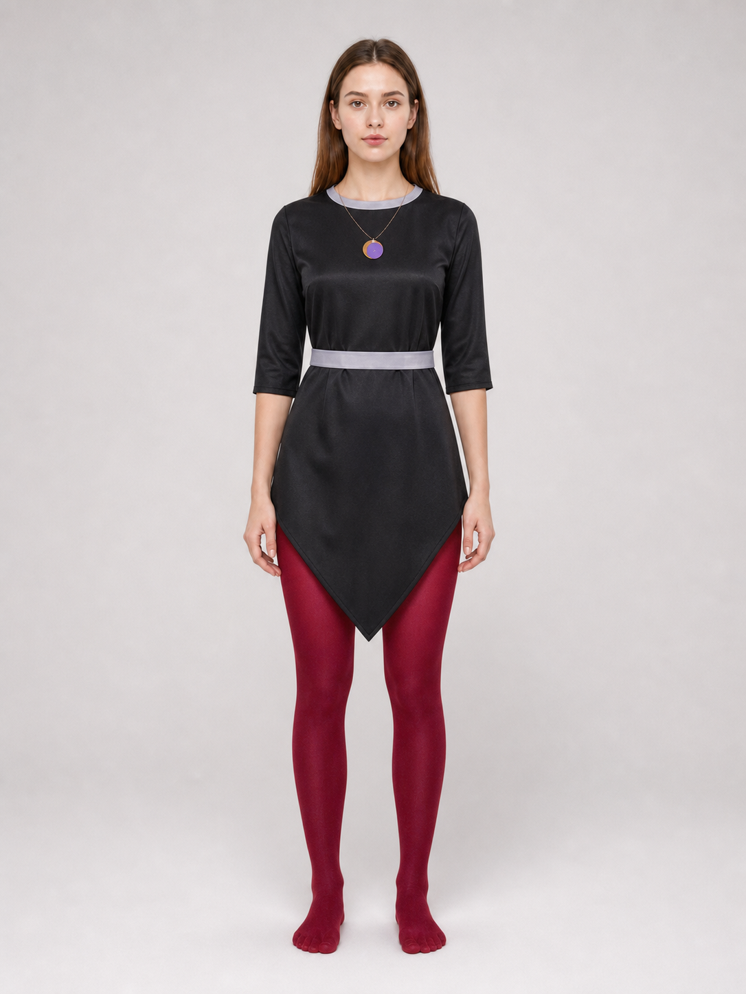 Amity Cosplay Costume: Black Top and Burgundy Bottom