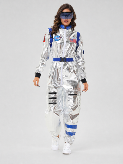 Space suit jumpsuit with patches and pockets