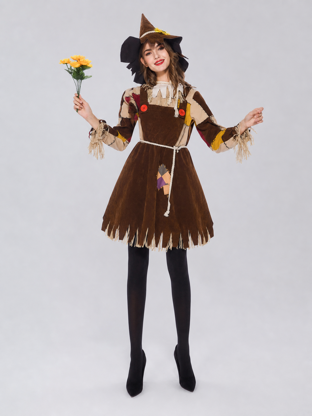 Witch Costume with Pointed Hat and Fringe