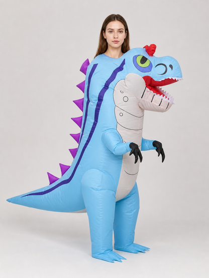 Inflatable dinosaur costume, blue, one size