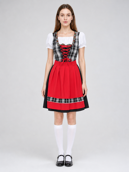 Plaid Dirndl-Style Dress for Festive Occasions