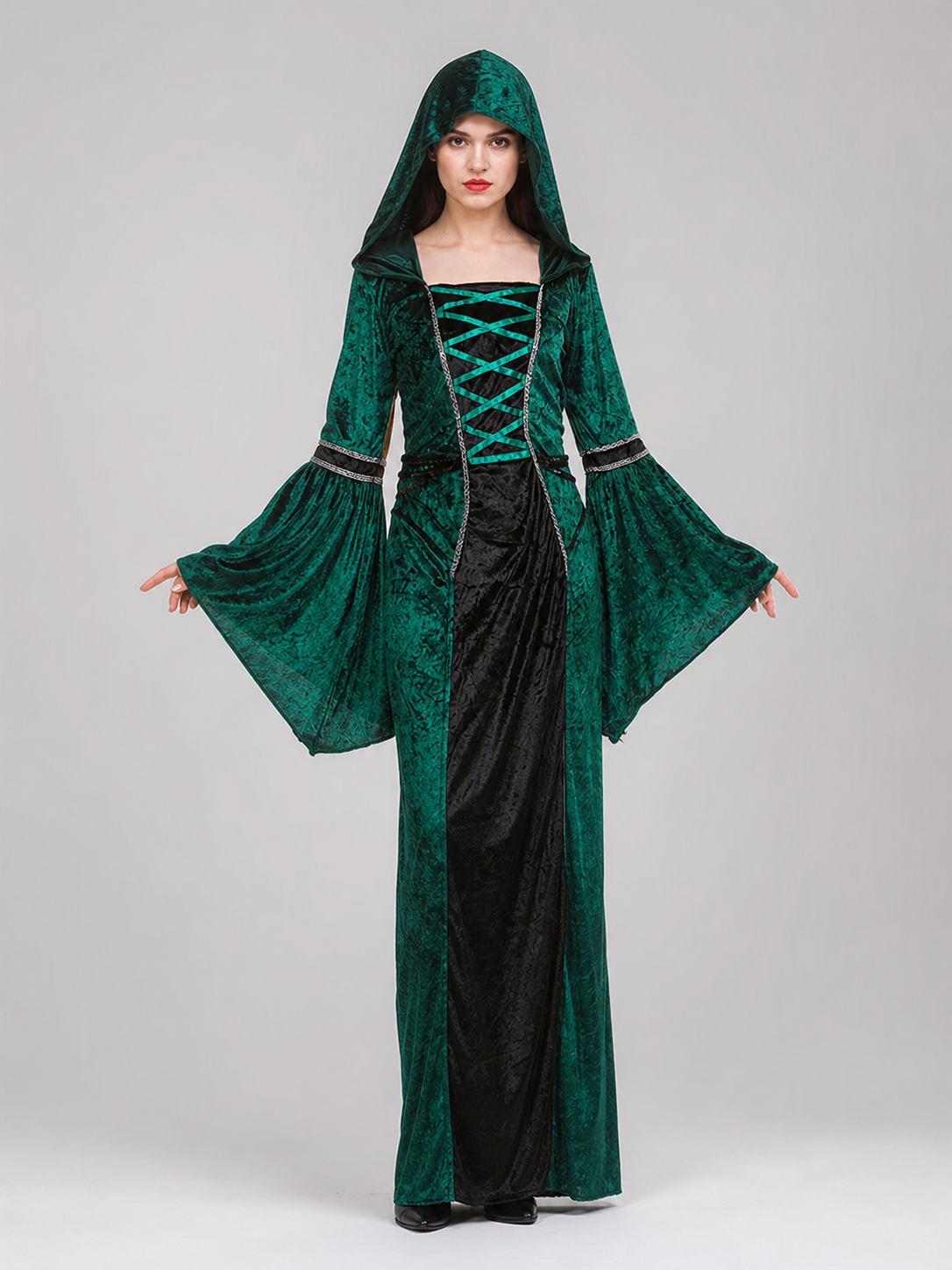 Gothic-Style Hooded Costume Dress