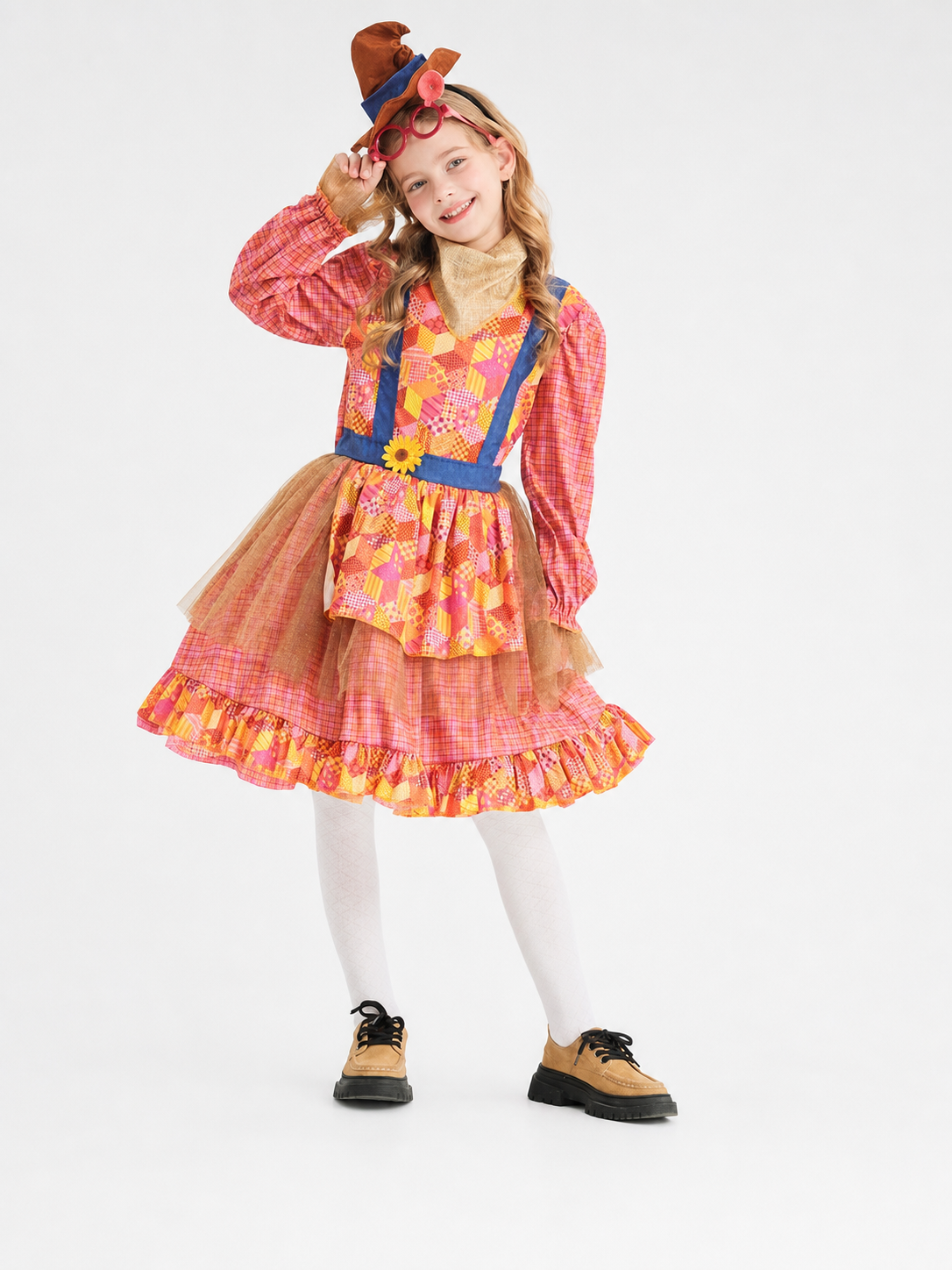 Halloween Scarecrow Costume with Dress and Hat