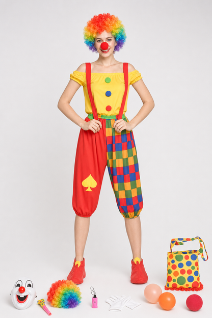 Clown Costume with Suspenders and Harem Pants