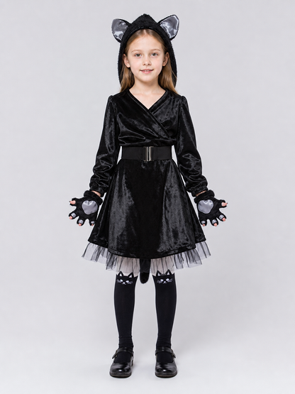 Black Cat Carnival Costume with Hood