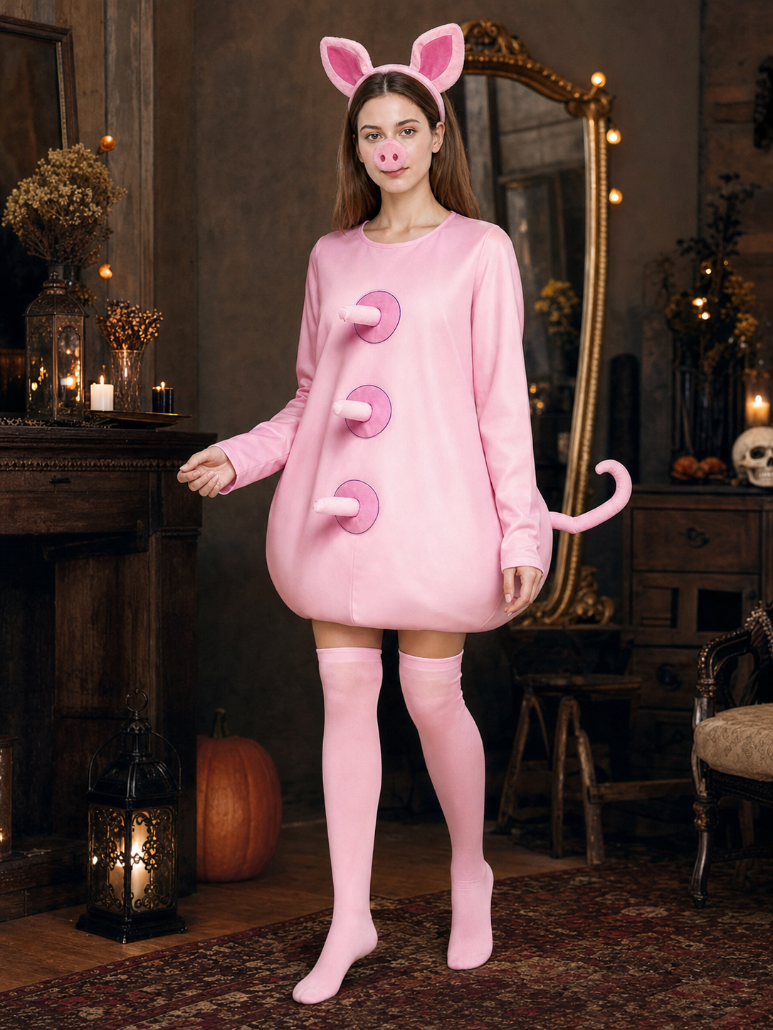 Adult Pink Pig Costume