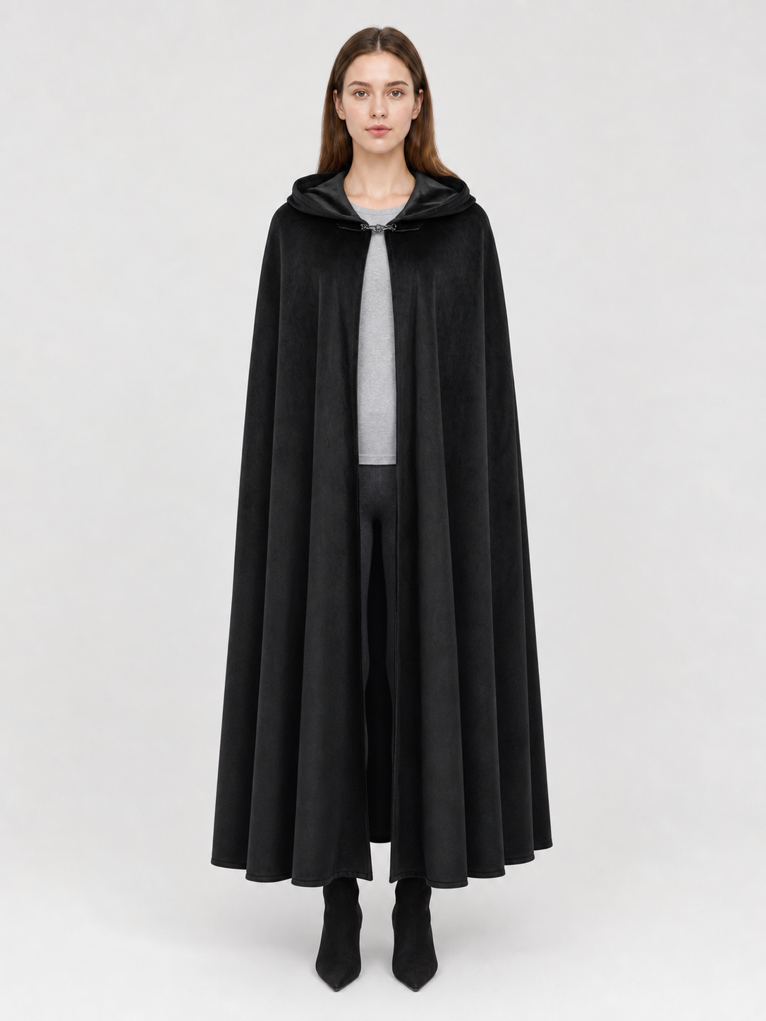 Burgundy Long Carnival Cloak with Hood