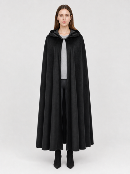 Burgundy Long Carnival Cloak with Hood