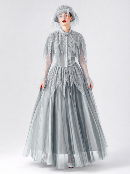 Gothic Halloween costume with dress and veil