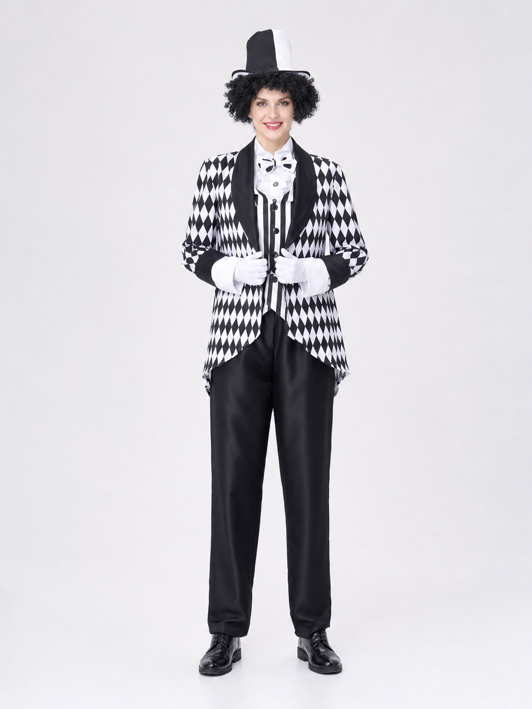 Black and White Harlequin Carnival Costume