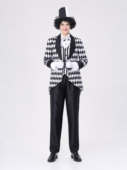 Black and White Harlequin Carnival Costume