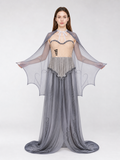 Gothic Zombie Costume with a Long Skirt and Hood
