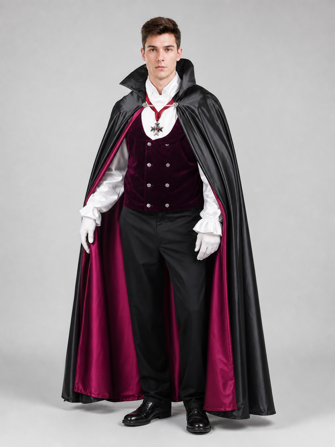 Vampire Costume: Cloak, Vest, Shirt, and Pants