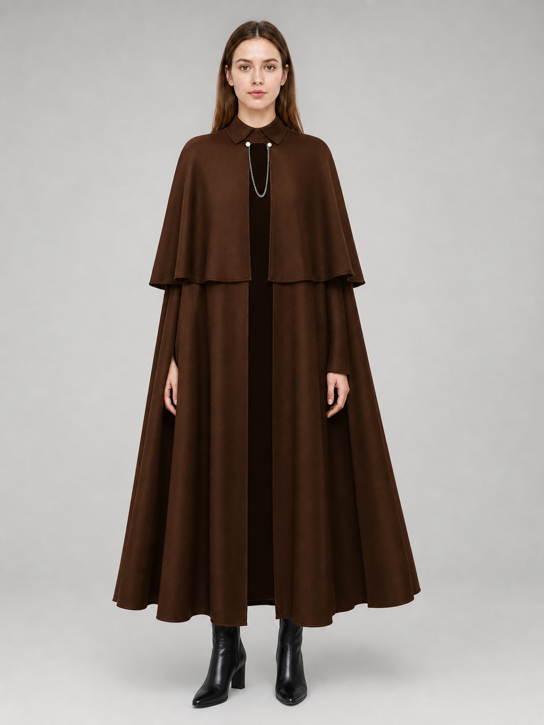 Brown Gothic Cloak with Chain