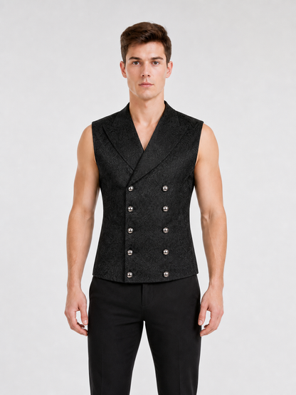 Double-Breasted Jacquard Vest for a Look