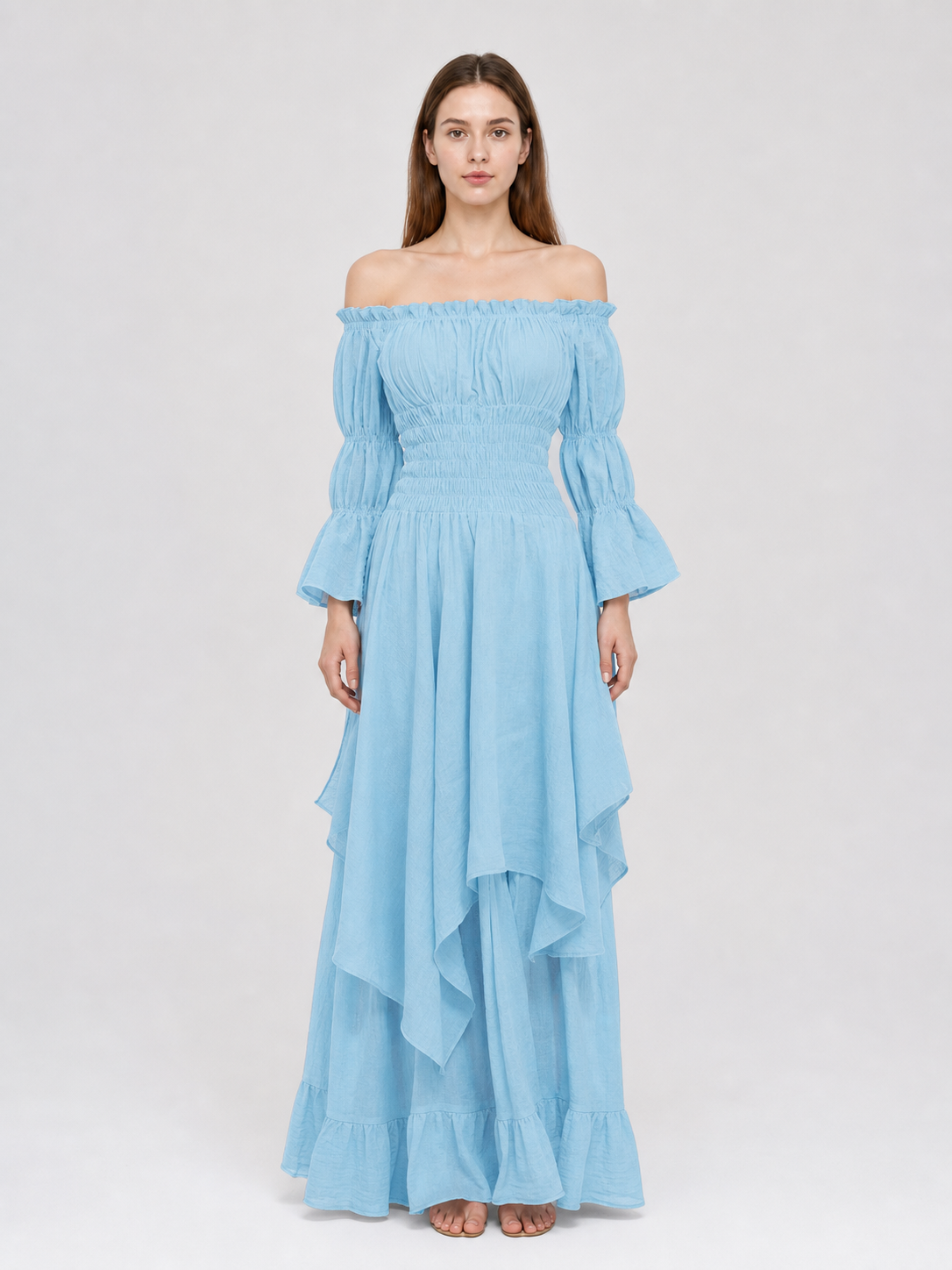 Off-the-Shoulder Dress with Long Sleeves