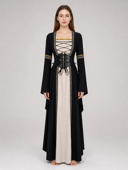 Gothic long-sleeve lace-up dress