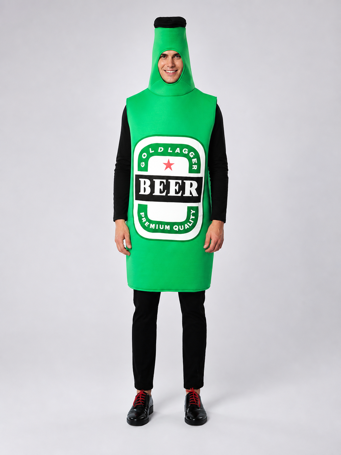 Halloween Beer Bottle Costume with Hood on-model view 2
