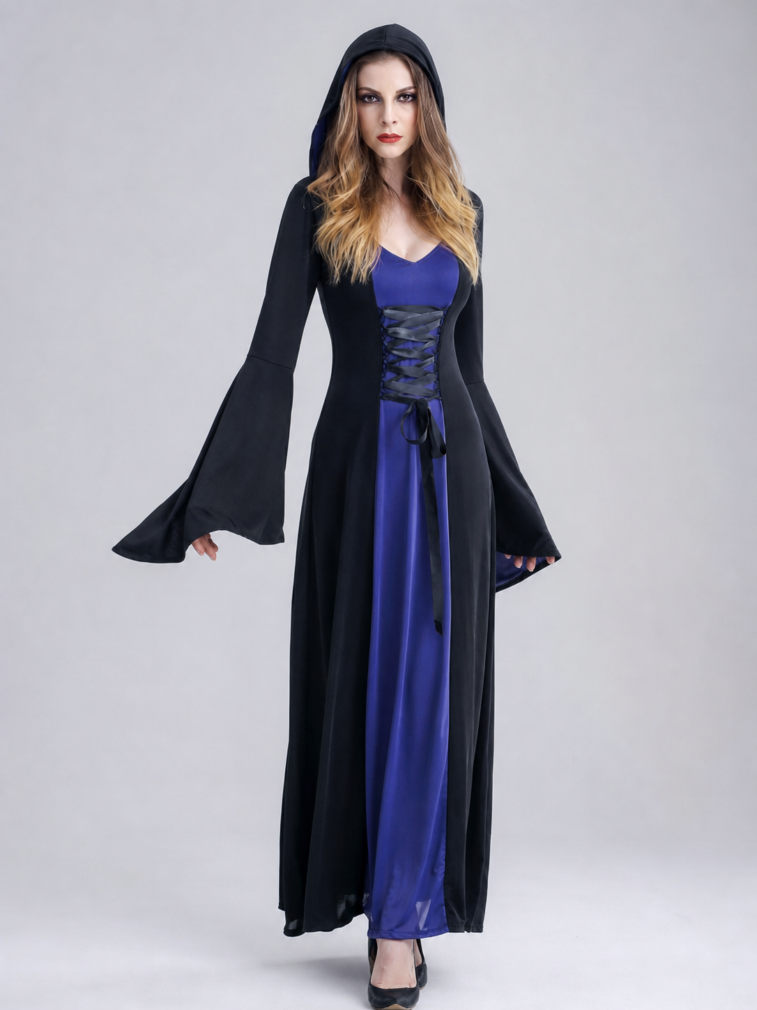 Gothic Hooded Robe with Lacing