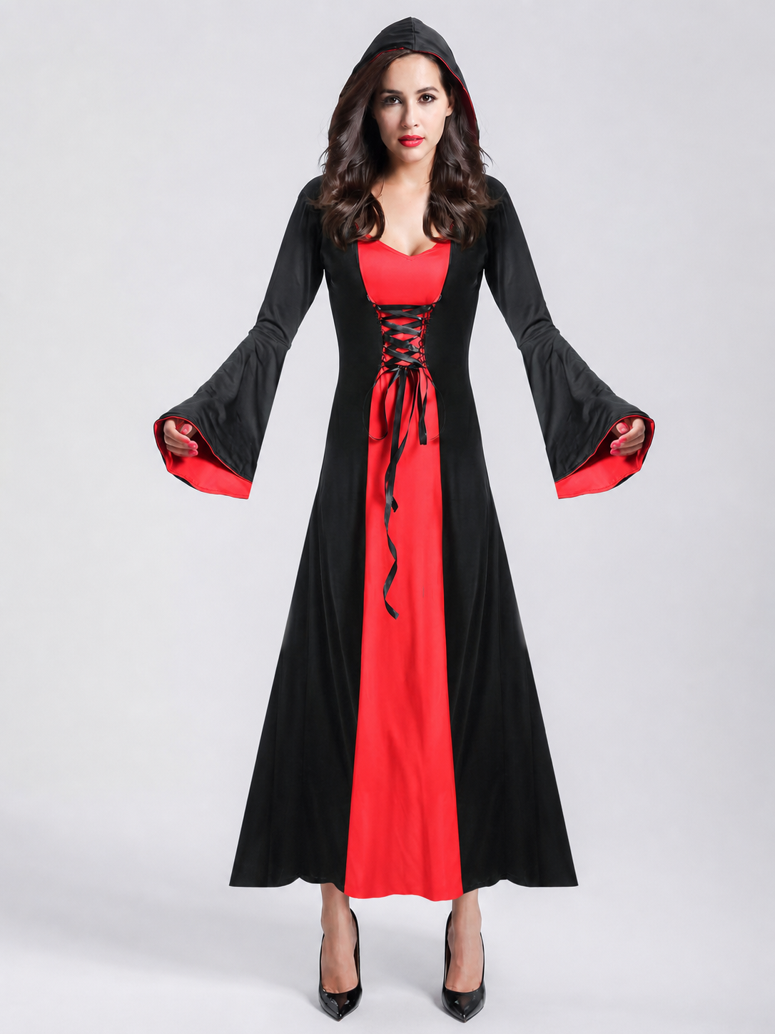 Vampire Costume with Lacing and Wide Sleeves