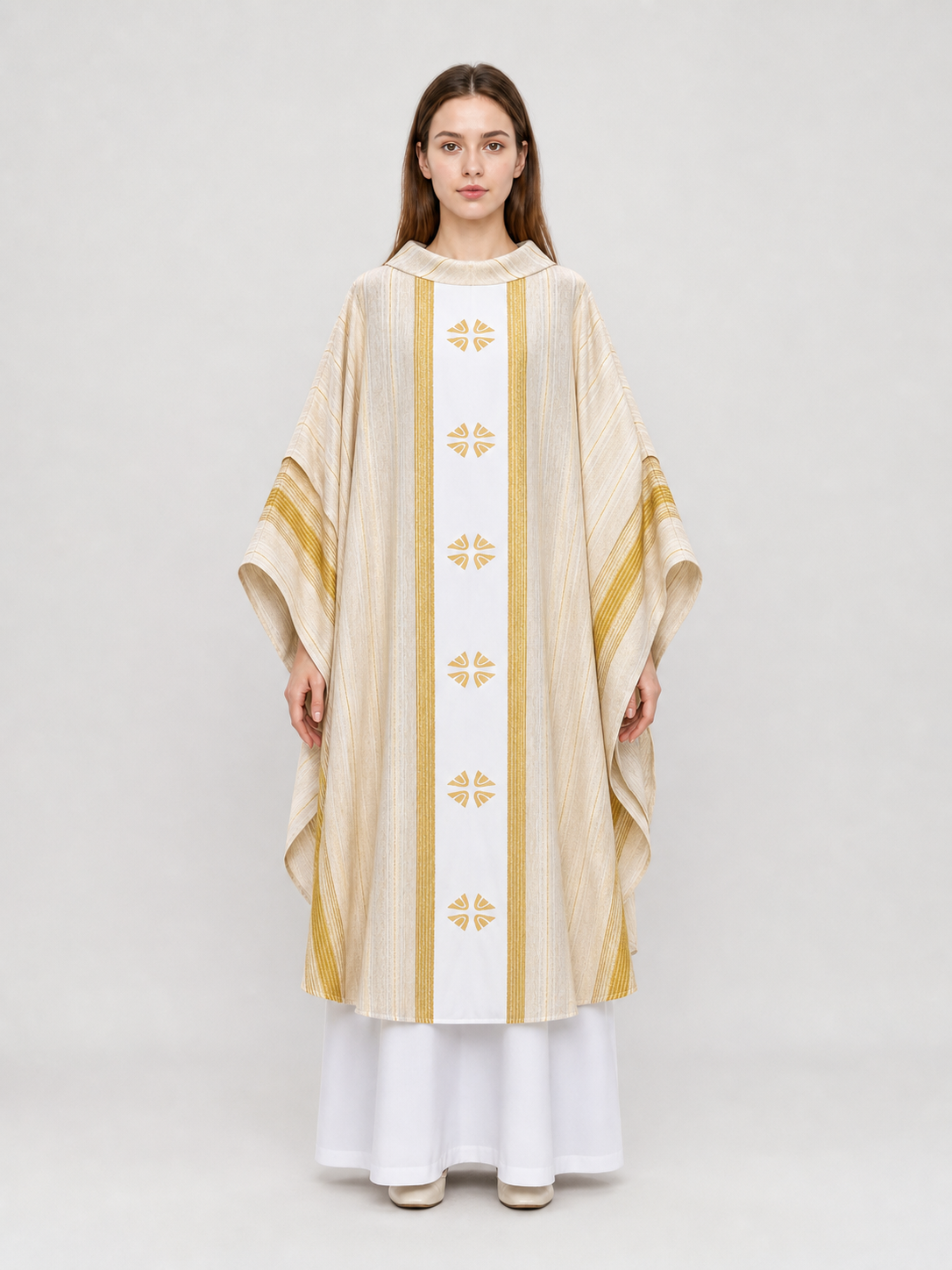 Liturgical Vestment with Collar and Gold Ornament