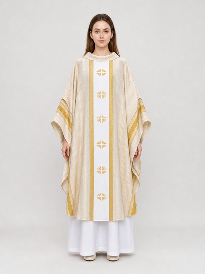 Liturgical Vestment with Collar and Gold Ornament