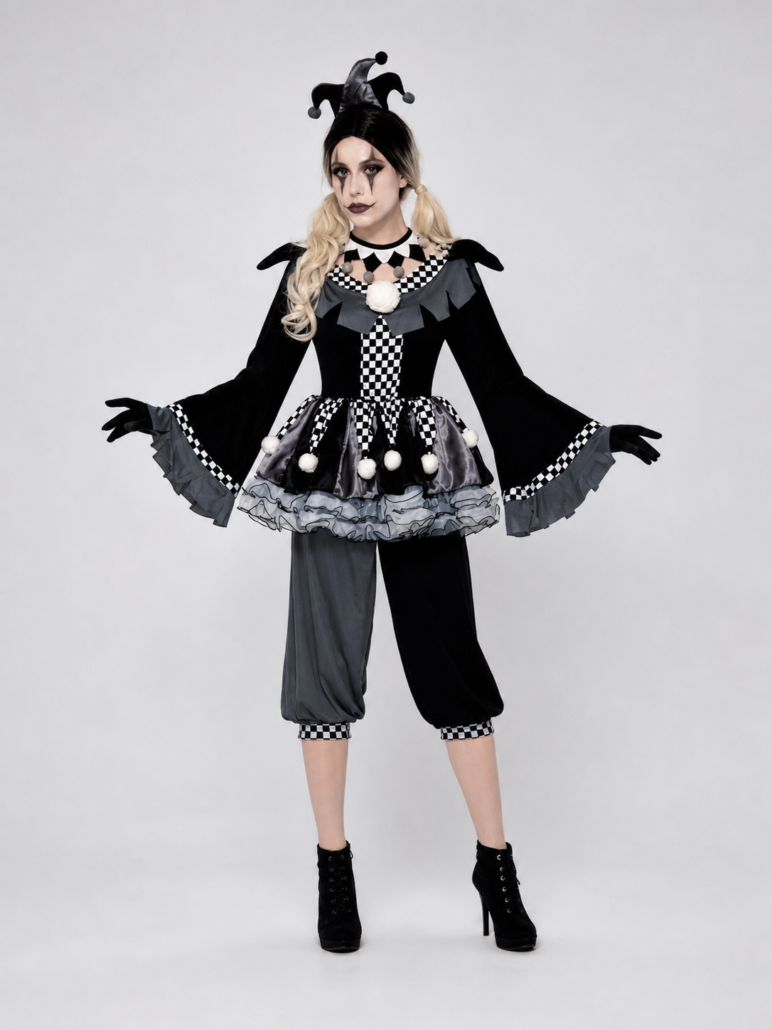 Gothic-Style Clown Costume for Halloween