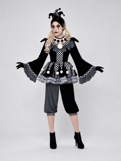 Gothic-Style Clown Costume for Halloween