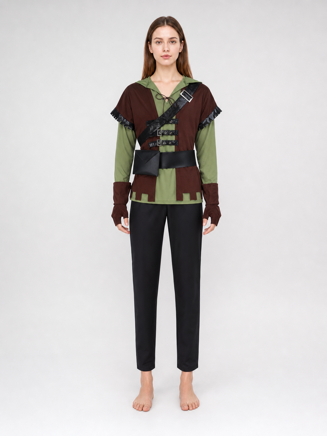 Green Arrow cosplay costume with vest and belt