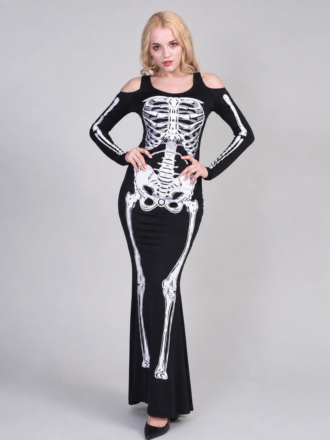 Halloween Skeleton Print Costume Dress