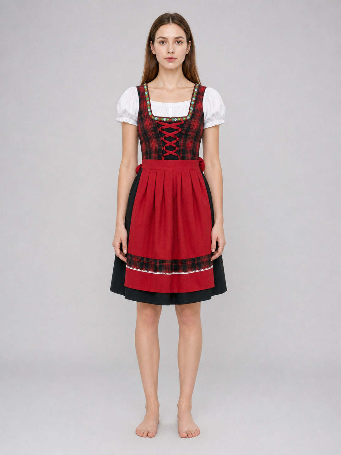 Carnival plaid dress with accessories
